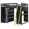YOOCOZZ Full Size Wood Loft Bed with, Wardrobe, Shelves, Blackout Curtains, RGB Lights - 4 of 4