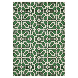 Captiv8e Designs Hilo Geometric Tile Motif Ivory/Green Indoor/Outdoor Rug - 1 of 4