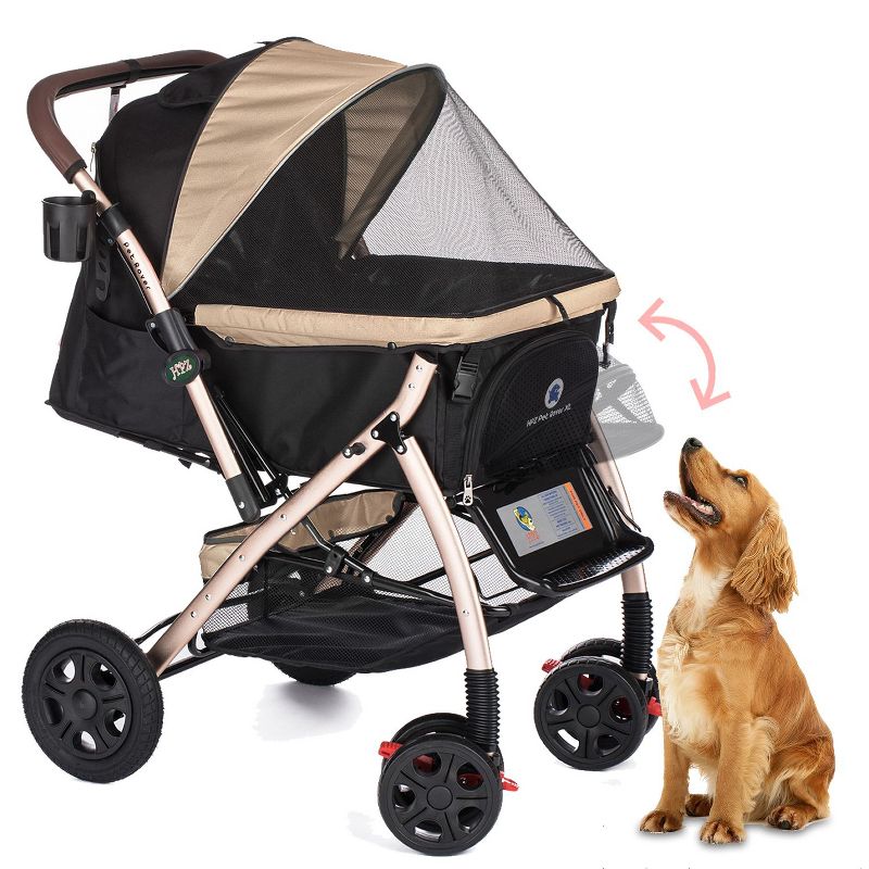 HPZ Pet Rover XL Stroller - Extra Long Premium Heavy Duty Dog/Cat/Pet Stroller Travel Carriage with Convertible Compartment/Zipperless Entry, 1 of 10