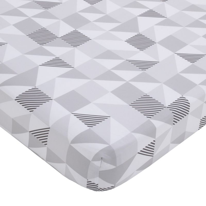 Little Love by NoJo Modern Roaming - Geometric Grey and White Fitted Crib Sheet, 1 of 3