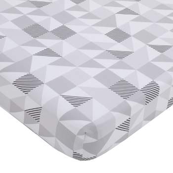 Little Love by NoJo Modern Roaming - Geometric Grey and White Fitted Crib Sheet