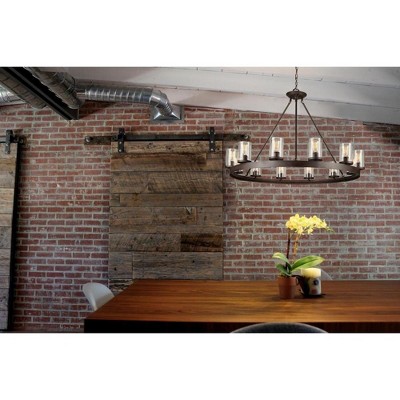 Oil Rubbed Bronze 12-Light Chandelier with Clear Glass Shades