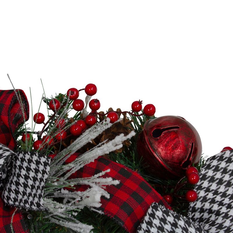 Northlight Plaid and Houndstooth and Red Berries Artificial Christmas Wreath - 24-Inch, Unlit, 3 of 5