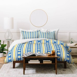 Deny Designs Jenean Morrison Feed Sack Striped Duvet Cover and Pillow Shams Blue - 1 of 4