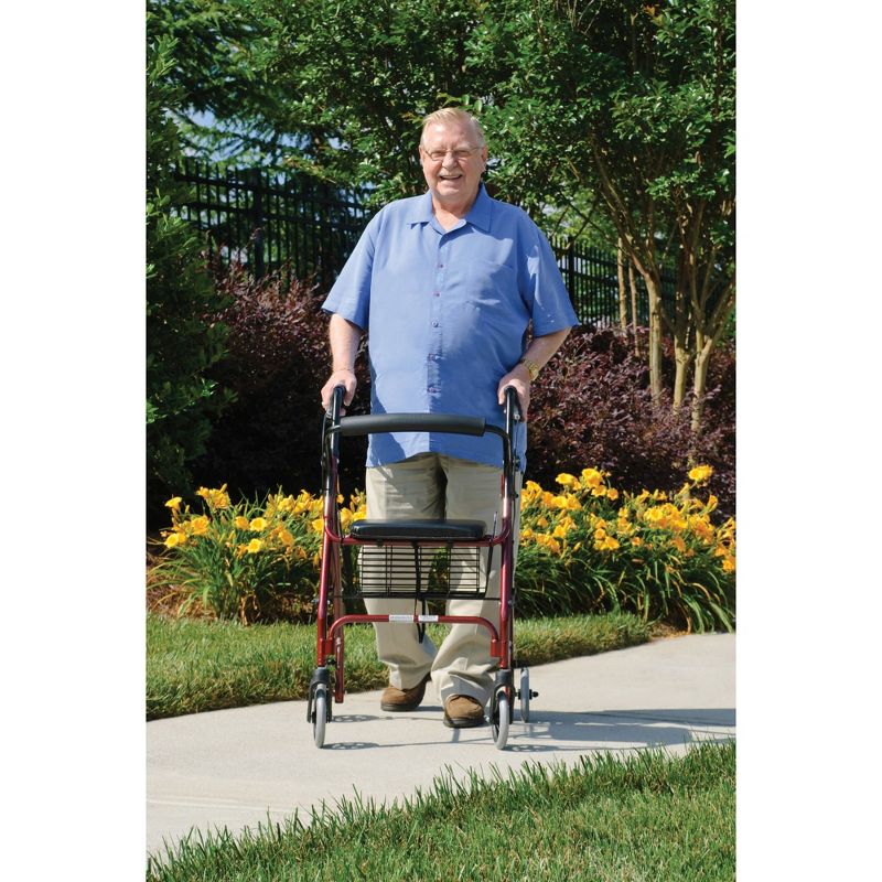 Graham Field Lumex Walkabout Lite Rollator with Seat and 6 Inch Wheels with Ergonomic Hand Grips & adjustable Handle Height for Everyday Use, Aqua, 2 of 7