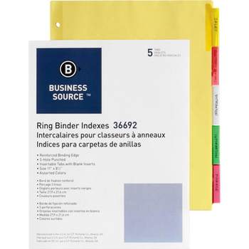 Business Source Ring Binder Indexes 2" Tabs 11"x8-1/2" 5-Tabs Mulit 36692