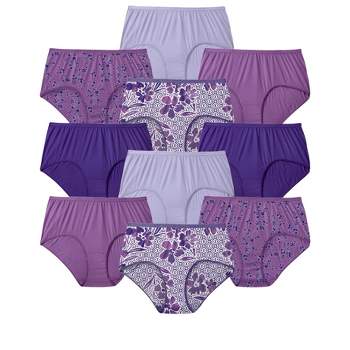 Comfort Choice Women's Plus Size Cotton Brief 10-pack - 7, Purple