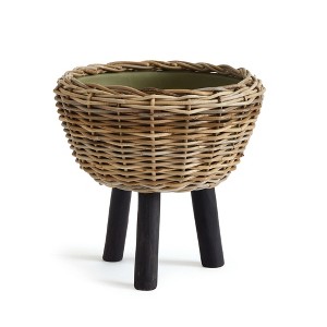 Plum & Post Woven Rattan Dry Basket Plant Riser 17" - 1 of 4