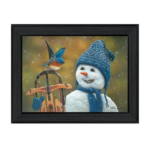 "Bluebird Snowman" by Kim Norlien, Ready to Hang Framed Print, Black Frame - 1 of 1