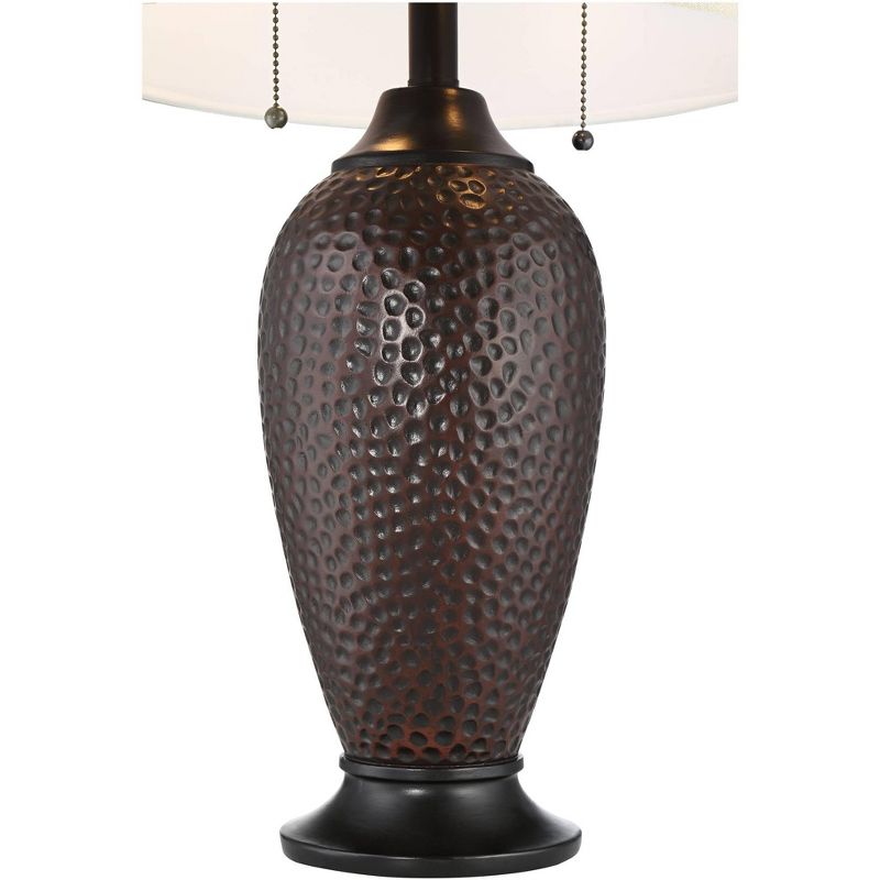 360 Lighting Cody Rustic Farmhouse Table Lamps 26" High Set of 2 Hammered Oiled Bronze with Table Top Dimmers Oatmeal Shade for Bedroom Living Room, 5 of 10