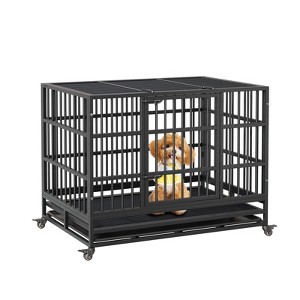 Jojoka Pet Heavy Duty Dog Crate Furniture, Rolling Dog Kennel with Removable Tray, Indoor Folding Cage for Large, Medium, Small Dogs - 1 of 4