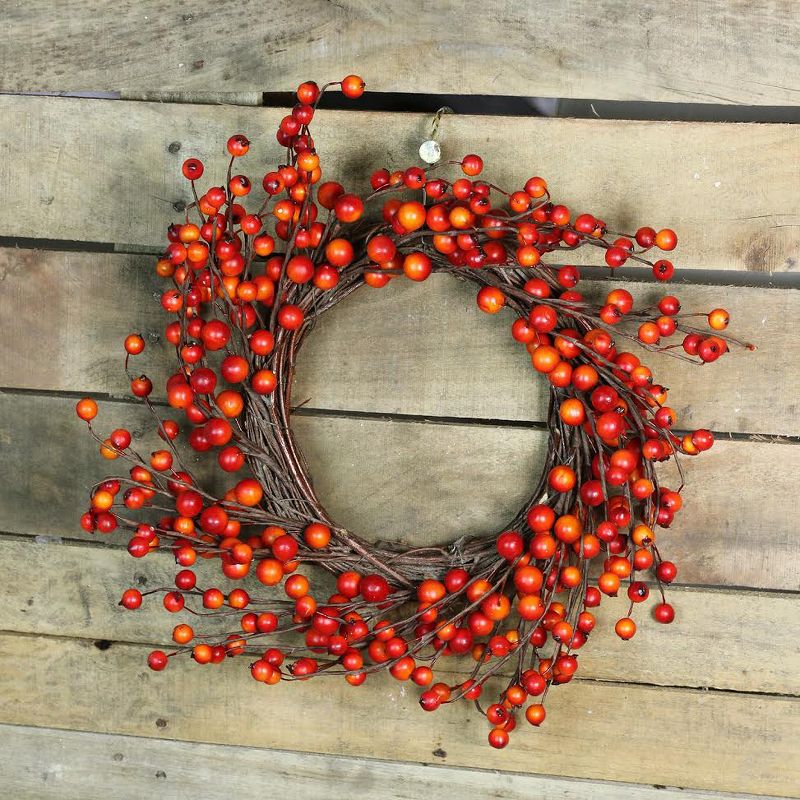 Northlight Orange Berries and Twig Artificial Fall Harvest Wreath 14- Inch, Unlit, 4 of 8
