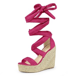 Allegra K Women's Espadrille Platform Wedges Heel Lace Up Sandals - 1 of 4