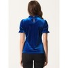 INSPIRE CHIC Women's Short Sleeve Velvet Keyhole Back Ruffle Mock Neck Shirt - 3 of 4