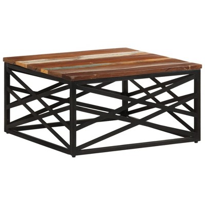 Eco-Friendly Industrial Square Coffee Table with Steel Legs