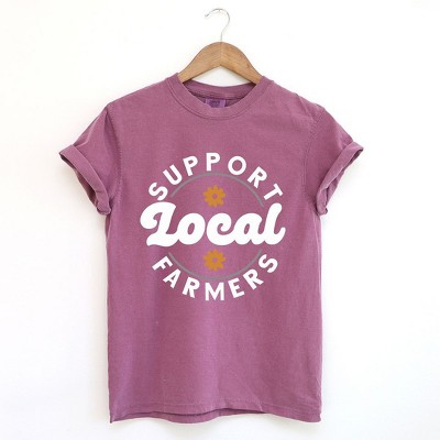 Simply Sage Market Women's Support Local Farmers Flowers Short Sleeve Garment Dyed Tee