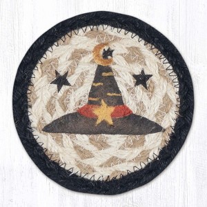 Earth Rugs Handmade Witch Hat Coaster – Rustic 5" Farmhouse Holiday Accent - 1 of 3