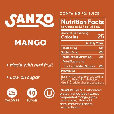Sanzo Sparkling Water - Mango - 72 fl oz/6pk