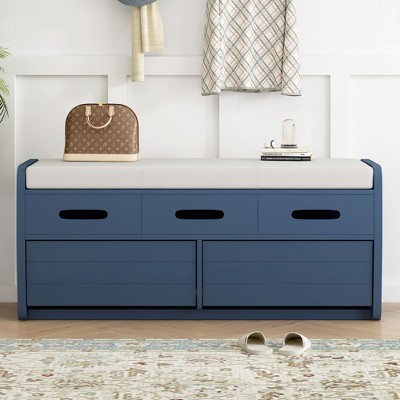 NicBex Shoe Rack Bench Shoe Storage Organizer Rustic Storage Bench with 2 Drawers Hidden Storage Space for Entryway Bedroom