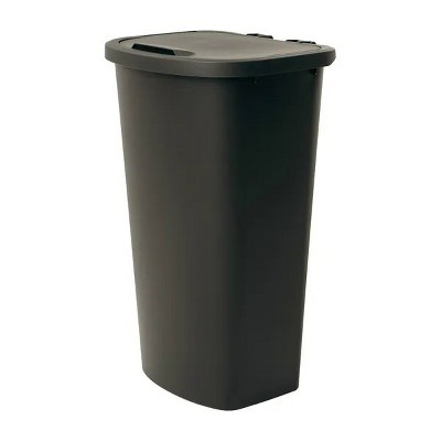 11-Gallon Black Plastic Kitchen Trash Can with Lift-Top Lid ¨C Easy Clean, Indoor Use