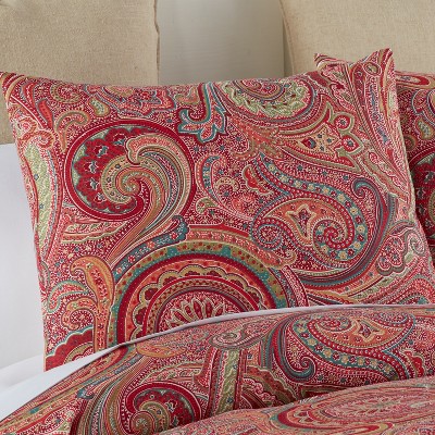 Spruce Red Paisley Cotton Twin Duvet Cover Set