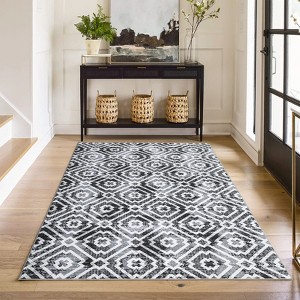 Modern Living Room Rug Washable Geometric Indoor Carpet Non lip Stain Resistant Foldable Soft Distressed Mat - 1 of 4