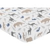 Sweet Jojo Designs Gender Neutral Unisex Baby Fitted Crib Sheet Woodland Animals Taupe Blue Grey - 3 of 4