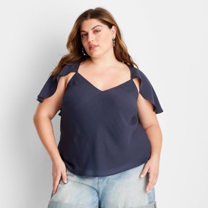 Women's Short Sleeve Cape Blouse - Future Collective - 1 of 3