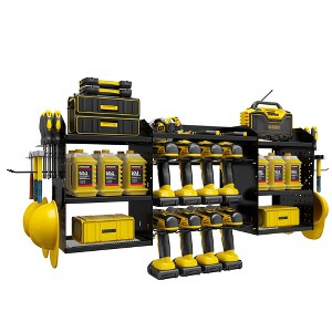 Modular Wall-Mounted Power Tool Organizer with Charging Station, Heavy-Duty Drill Rack with Hooks and 8-Outlet Holder - 1 of 4