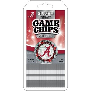 MasterPieces Casino Style 20 Piece 11.5 Gram Poker Chip Set NCAA Alabama Crimson Tide Silver Edition - 1 of 3