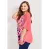 Avenue Women's Plus Size Mixed Media Floral Print Top - 4 of 4