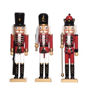 Transpac Wood Regal Nutcracker Set of 3 Christmas Home Decorations - 1 of 1