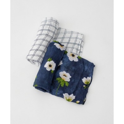 Little Unicorn Deluxe Muslin Swaddle Blanket - White Anemone - 2pk