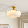 Dewdrop Semi Flush Mount Ceiling Light Gold Fixture with White Glass Shade for Bedroom Hallway Dining Room - 2 of 4