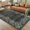 Washable Farmhouse Floral Print Living Room Rugs, Soft Non Slip Modern Bedroom Carpet, Ultra Thin Vintage Floor Rug for Home Office - 2 of 4