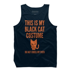 Men's Design By Humans Halloween Introvert Black Cat Costume By Commykaze Tank Top - 1 of 3