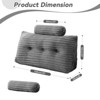 Bekrvio 39”/59”/79” Large Bolster Triangular Headboard Wedge w/2 Neck Roll Pillows Reading Pillows - 2 of 4