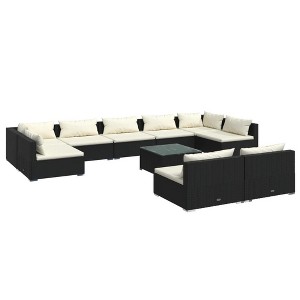 vidaXL Garden Lounge Set Black, Cream - 1 of 4