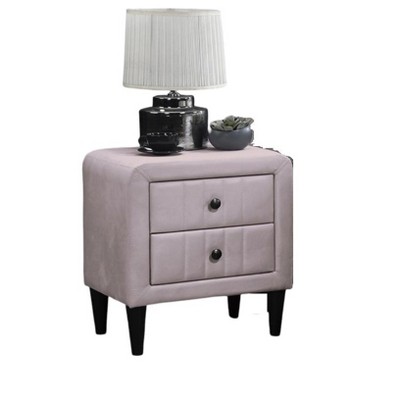 NicBex Velvet Nightstand with 2 Drawers,Modern Small Side Table for Small Space Bedside Table with Wood Legs for Bedroom,Living Room