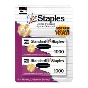Charles Leonard Standard Color Staples, Assorted Colors, 1000 Per Box, 2 Boxes (Case of 10) - 1 of 1
