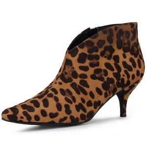 Allegra K Women's V-Shape Cutout Pointy Toe Stiletto Heels Ankle Booties - 1 of 4