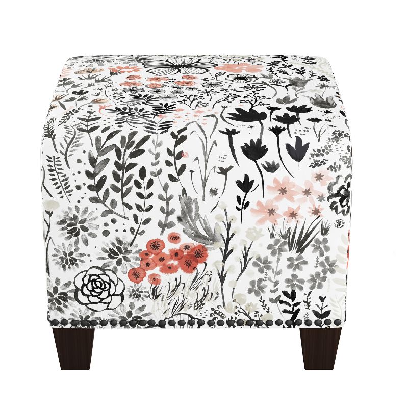 Skyline Furniture Square Nail Button Ottoman Patterned, 3 of 5