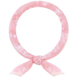 INSPIRE CHIC Women's Floral Printed Cotton Linen Lace Trim Square Scarves 1Pc - 1 of 4