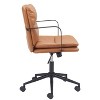 Office Chair 34.1–37"H Brown – Faux Leather Upholstery with Black Steel Frame, Modern Adjustable Swivel Seating By Zuo Modern - 3 of 4