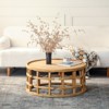 MOEPISY Round Boho Coffee Table – Rustic Farmhouse Accent Table with Open-Frame Base - 3 of 4