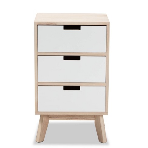 White 3-Drawer Wood Nightstand