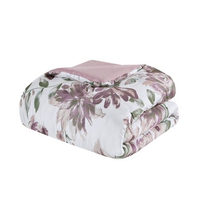King Gray Floral Microfiber Bed in a Bag Set