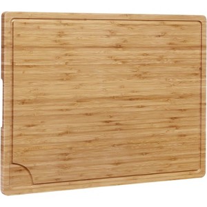24 In Extra Large 100% Organic Bamboo Cutting Board for Kitchen, Heavy Duty Kitchen Stovetop Cover Chopping Board with Side Handles and Juice Groove - 1 of 4