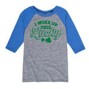 Boys' - Instant Message - St. Patrick's Day I Woke Up this Lucky Raglan Graphic T-Shirt - 1 of 3