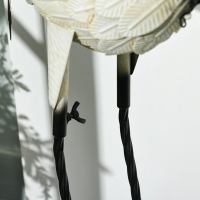 Set of 2 White and Black Metal Heron Garden Statues